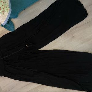 Black front Cut Straight Leg Pants
